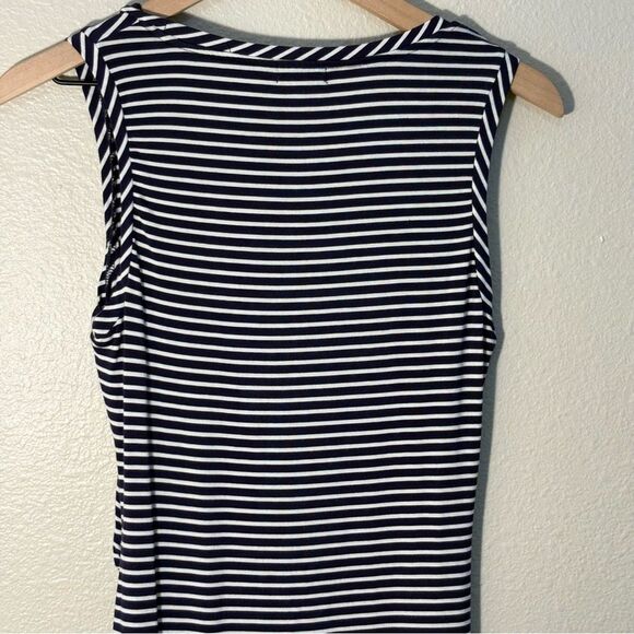 Love Fire Sheath Midi Dress Women’s M Black White Striped Tank Ruching Sides. - Picture 5 of 10